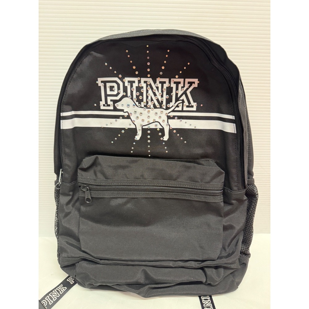 Victoria's Secret PINK Campus Backpack Laptop Book Bag Tote RHINESTONE DOG NWTS